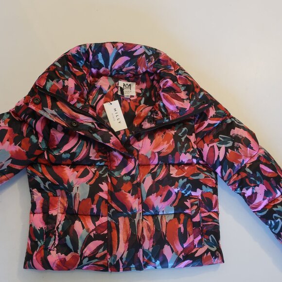 NWT Kids Girls Milly Minis Pink/Multicolor Hayes Cropped Puffer Jacket Sz 7/8 - Picture 7 of 9